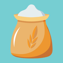 Bag of Flour Displayed on Blue Background