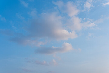 Serene Blue Sky with Fluffy White Cumulus Clouds Peaceful Nature Background