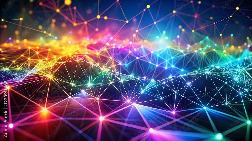 Poster panoramic abstract digital data plexus: 4k network technology background