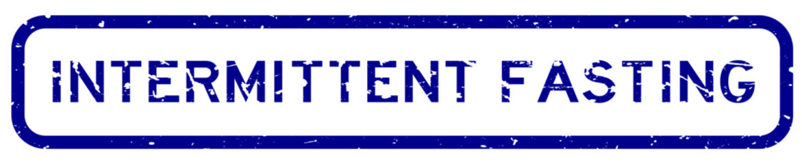 Grunge blue intermittent fasting word square rubber seal stamp on white background