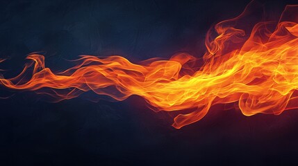 A vibrant, swirling flame set against a dark background, showcasing the dynamic movement and intensity of fire.