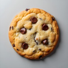 Crispy and Chewy Chocolate Chip Cookie on Simple Background