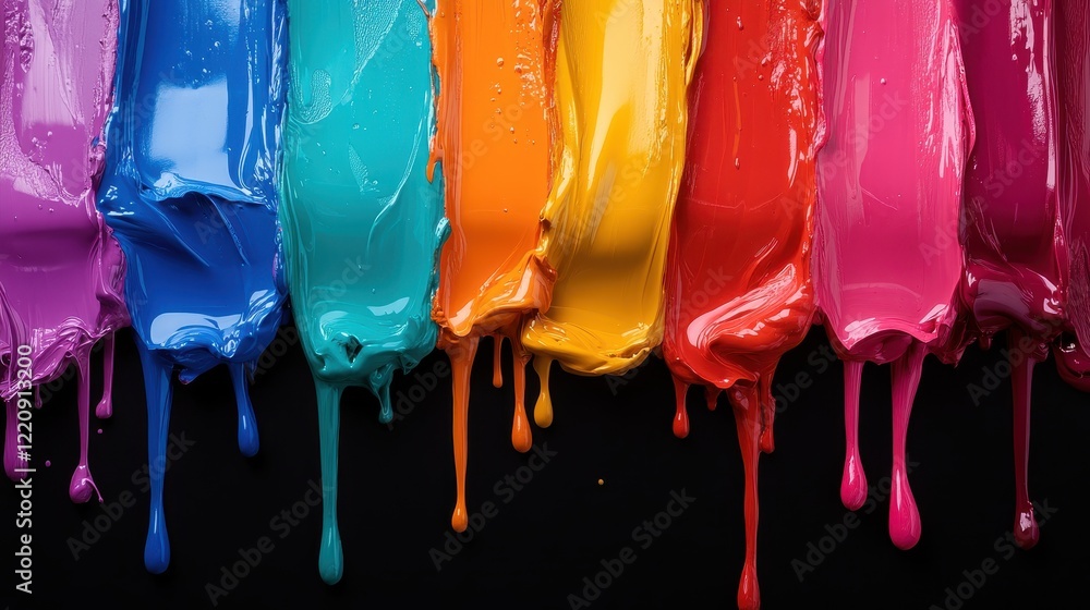 Poster this energetic image features dripping paint in a colorful palette, representing the vibrancy of lif