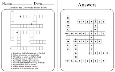 Printable Crossword Puzzle: Educational Word Game for Kids and Adults