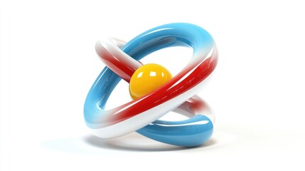 3D icon of a DNA double helix, vector illustration, white background, red and blue color scheme