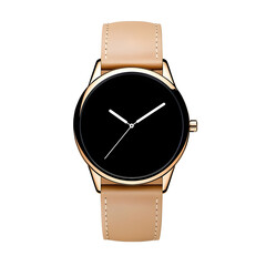 Elegant Stylish Watch with Black Dial and Tan Leather Strap
