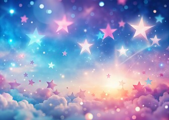 Dreamy Pastel Galaxy: Pink, Blue & White Starry Night Background