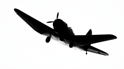 Vintage Airplane Silhouette Against a White Background
