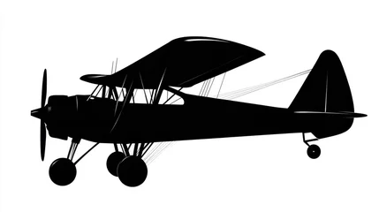 Handdoek met foto Oud vliegtuig Vintage Airplane Silhouette - Classic Aviation Art  © xartproduction