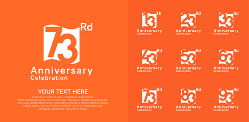 Anniversary logo set vector design, white color for celebration event