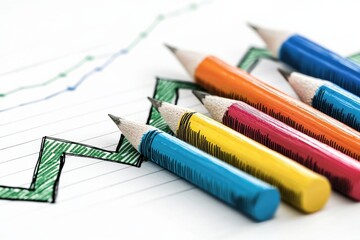 A financial chart showing a sharp rise in profits, highlighted with bold colors and dynamic design