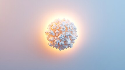 Abstract 3D Representation of a Single Piece of Popcorn Illuminated Against a Soft Gradient Background for Creative and Artistic Uses
