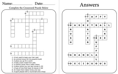 Printable Crossword Puzzle: Educational Word Game for Kids and Adults