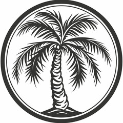 Obraz premium Stylized Palm Tree in a Circle Design