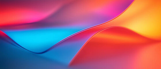 Vibrant Abstract Artwork with Smooth Flowing Curves and Gradient Colors of Pink, Blue, and Orange
