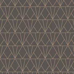Vector seamless pattern. Repeating abstract background with lines and triangles. Brown and beige geometric design. Stylish and modern texture.
