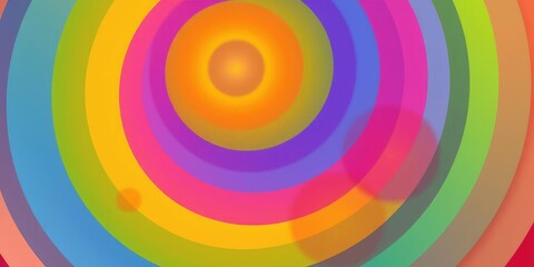 Obraz premium A colorful abstract background featuring concentric rainbow circles with varied sizes and intensity levels, circle, rainbow, digital art