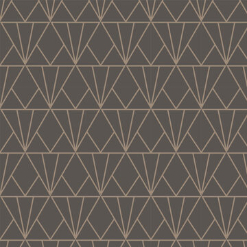 Vector seamless pattern. Repeating abstract background with lines and triangles. Brown and beige geometric design. Stylish and modern texture.
