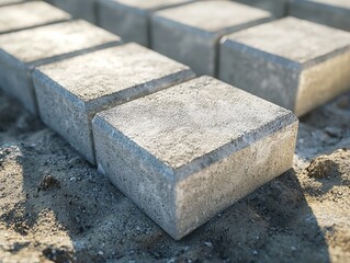 Concrete paving stones arranged on a ground surface