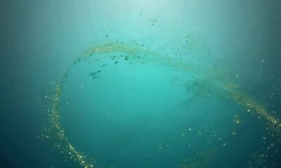 Abstract underwater bubbles with golden sparkles, artistic depiction of water and light, perfect for aquatic themes, relaxation visuals, and advertising designs.