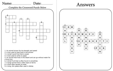 Educational Crossword Puzzle for Students: Fun Homeschool Activity for Kids