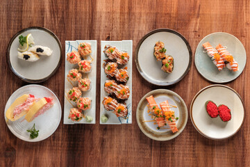 Sushi Set with Various Toppings