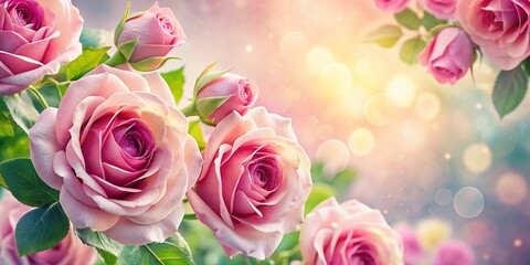 Fototapeta premium Elegant Watercolor Pink Rose Frame for Projects - Stock Photo