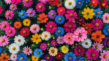Vibrant Multicolored Daisies Blooming in a Beautiful Floral Display