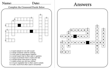 Educational Crossword Puzzle for Students: Fun Homeschool Activity for Kids