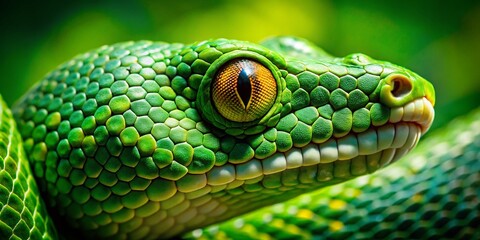 Emerald Green Snake Macro Photography: Scales, Eyes, and Details