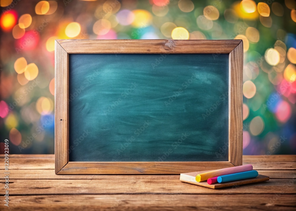 Poster empty chalkboard texture with bokeh background - stock photo