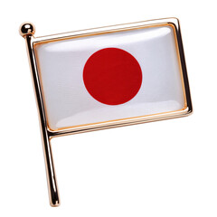 日本の国旗のブローチ。白背景。(Japan flag brooch on white background.)
