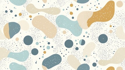 Abstract Pastel Shapes Seamless Pattern:  A calming and stylish design featuring organic forms in soft pastel hues, perfect for textile prints, wallpapers, or digital design projects.