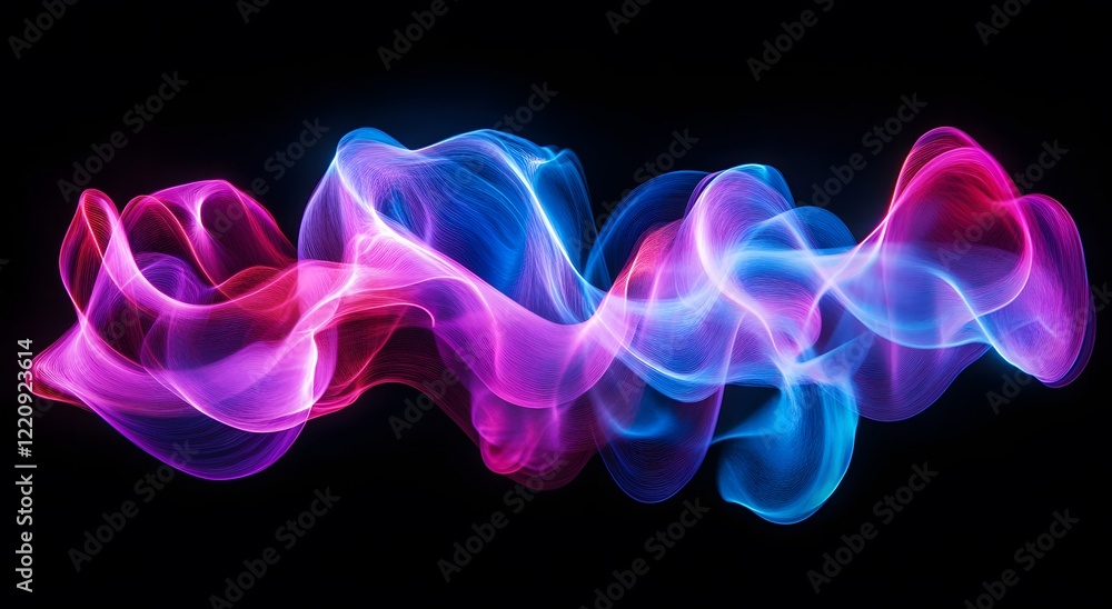 Poster abstract with colorful light waves on a dark background. which represents advanced digital technolog