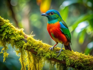 Obraz premium Endemic New Guinea Bird in Lush Rainforest Habitat - Architectural Photography