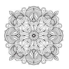 Black and White Mandala Floral illustration White Background