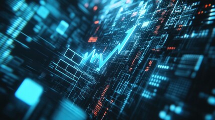 Fototapeta premium Digital Data Visualization Showing Upward Trend