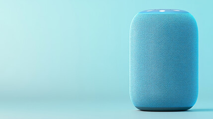modern blue smart speaker on light background, showcasing its sleek design and technology. Perfect for home audio and smart home integration