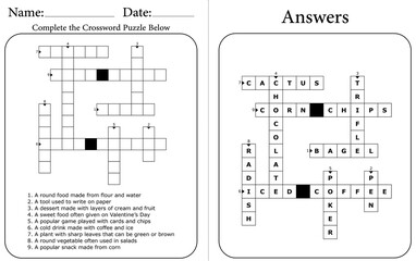 Easy Crossword Puzzle for Kids: Printable Brain Game
