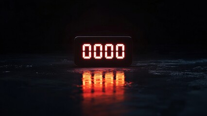 Digital Timer Display with Reflection on Dark Surface