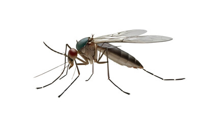 Detailed Close-Up of a Mosquito Highlighting Its Features and Body Structure in a Studio Setting