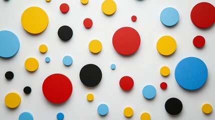 Fototapeta premium A collection of solid-colored circles in random placements on a white background