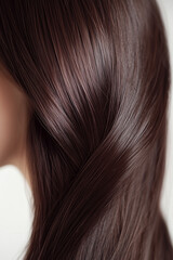 Fototapeta premium Close-up of a shiny, healthy head of straight coppery-brown hair.