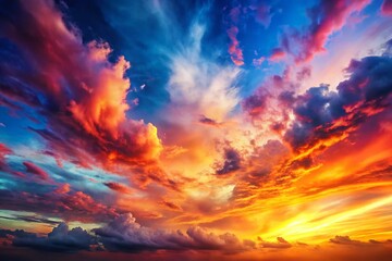 Fototapeta premium Pastel Sunset Sky Watercolor Painting, Abstract Cloud Wallpaper, Colorful Gradient Background