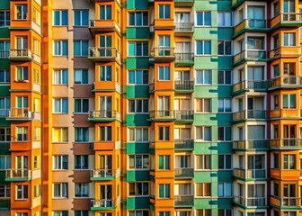 Geometric Residential Architecture: Repeating Patterns & Building Details - Stock Photo