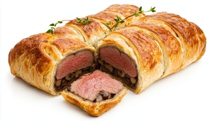 Delicious beef wellington recipe home kitchen food photography bright setting top view culinary delight