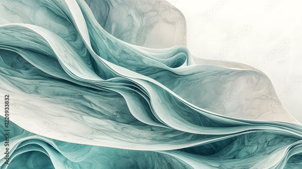 Poster Elegant and High End Mint Green Fluid Marble Design with Intricate Swirling Patterns and Glossy Finish Creating a Mesmerizing and Captivating Visual Appeal