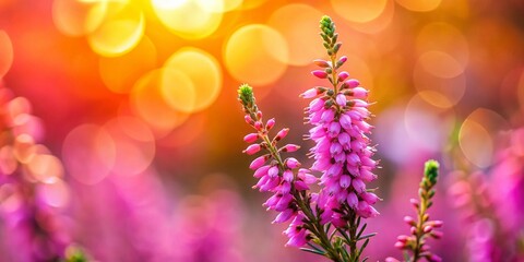 Obraz premium Pink Heather Flower Bokeh Background - Vibrant Floral Stock Photo