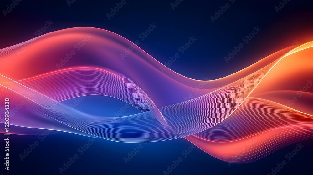 Aufkleber Mesmerizing neon curves flowing through a vibrant futuristic backdrop with a dark moody atmosphere  The smooth undulating lines create a hypnotic ethereal visual effect evoking a sense of energy