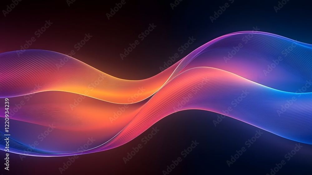 Fototapete Mesmerizing Neon Waves   Vibrant 3D Rendered Abstract Backdrop with Flowing Colorful Curves and Glowing Effects Creating a Futuristic and Captivating Visual Experience